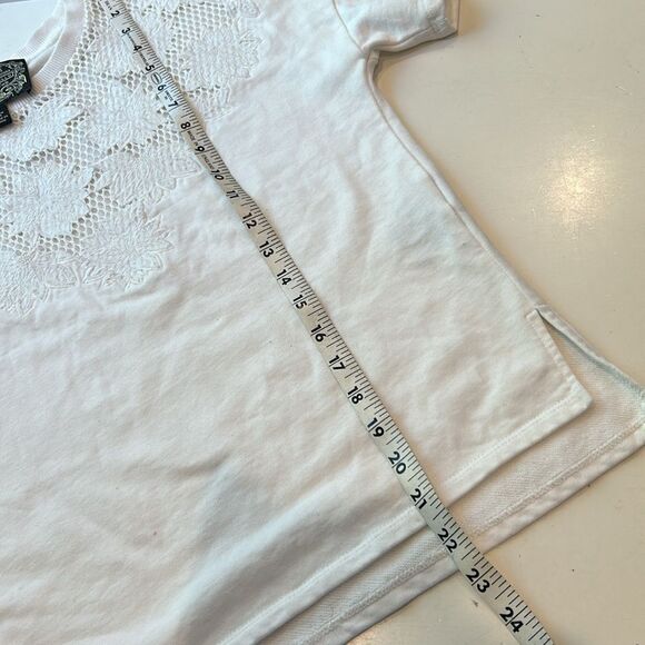 James Coviello white thick T-shirt with crochet front size extra small - Picture 10 of 11